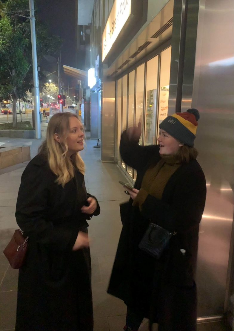 Lexi interviewing a passerby