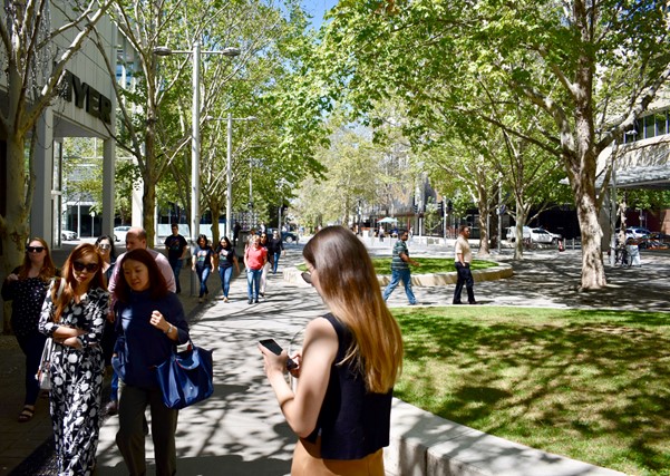 Woman on phone in park